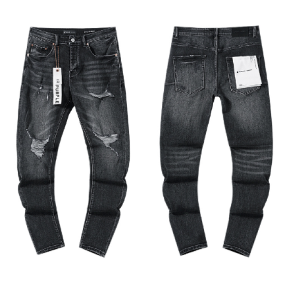 Black Washed Slim Denim Jeans with Knee Distressing
